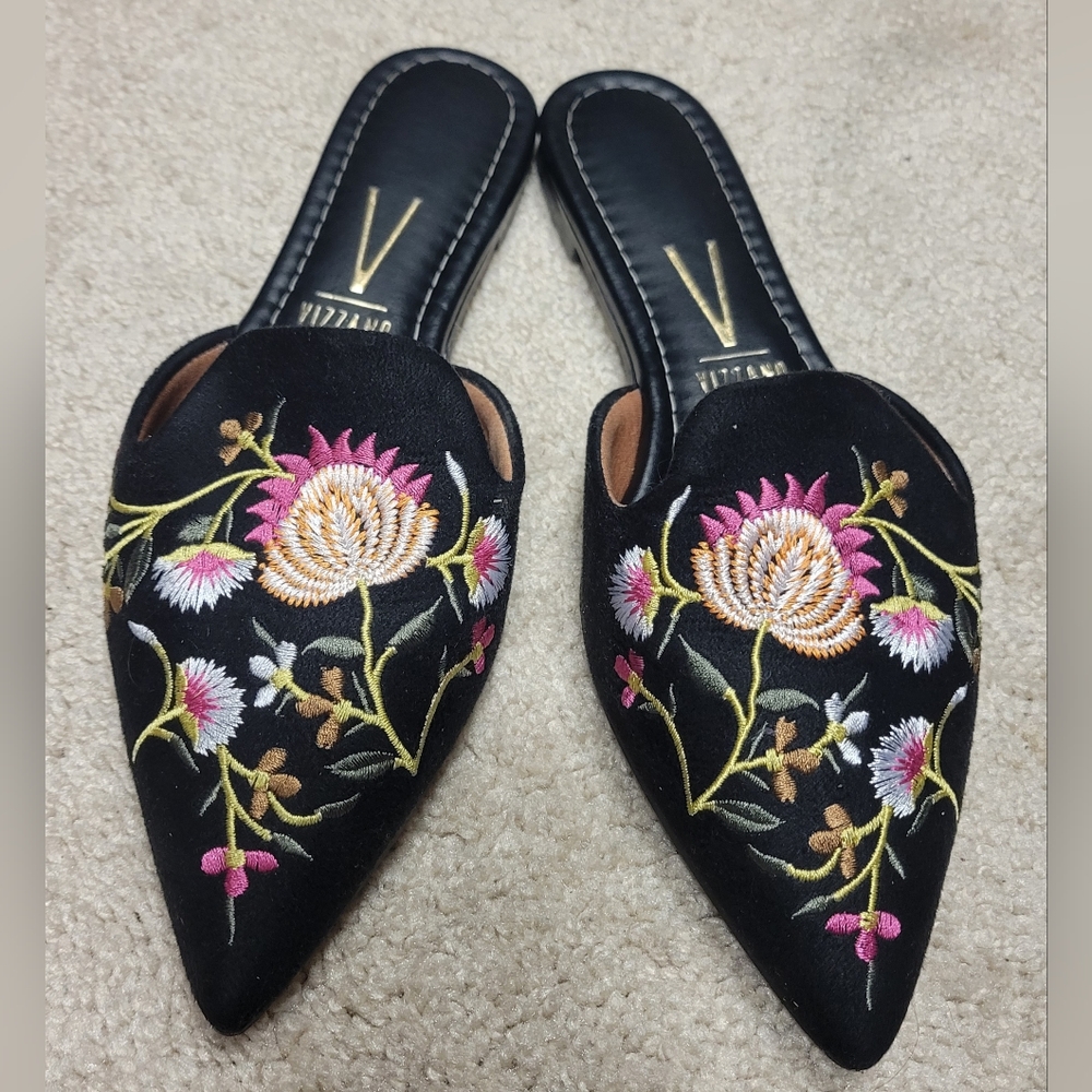 embroidered mules